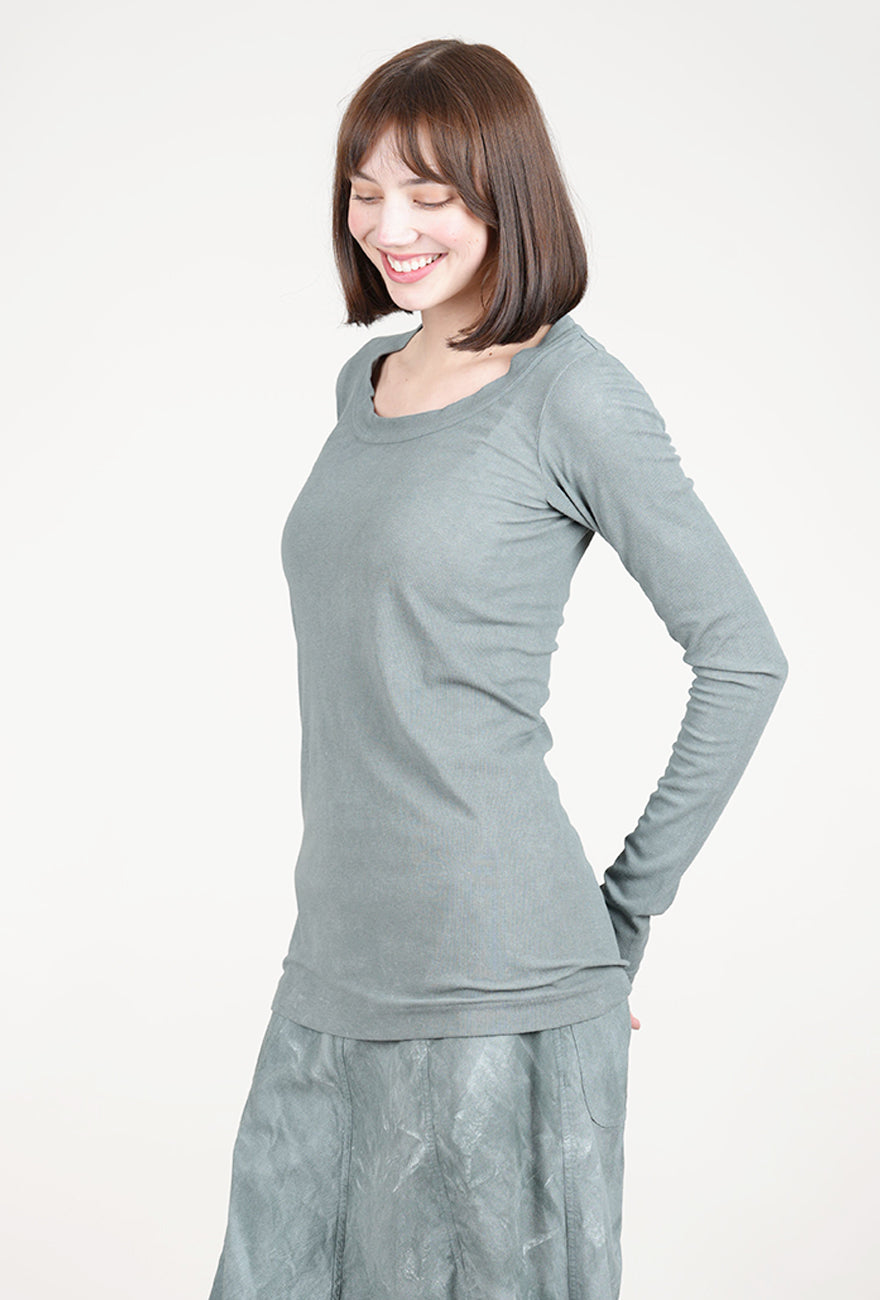 Rundholz Hidden Lace Ribbed Tee, Seaweed Fog 