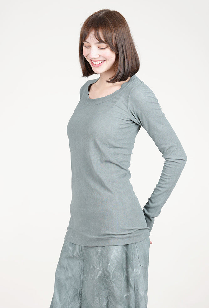 Rundholz Hidden Lace Ribbed Tee, Seaweed Fog 