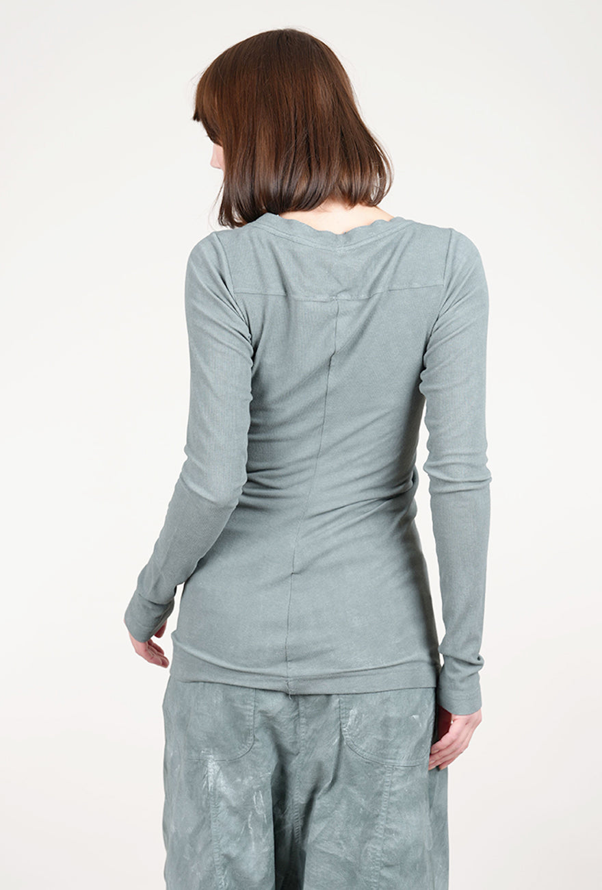Rundholz Hidden Lace Ribbed Tee, Seaweed Fog 