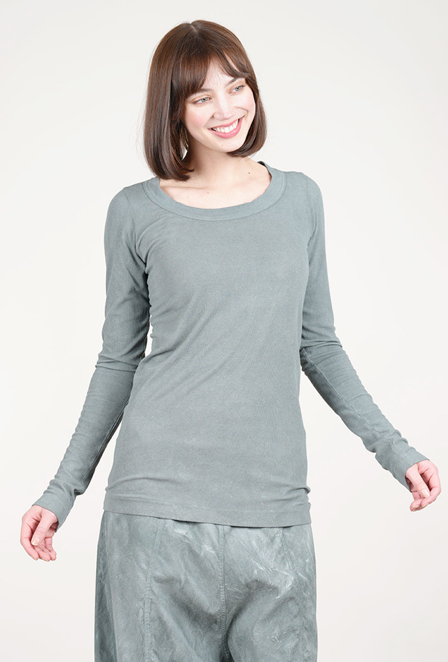 Rundholz Hidden Lace Ribbed Tee, Seaweed Fog 