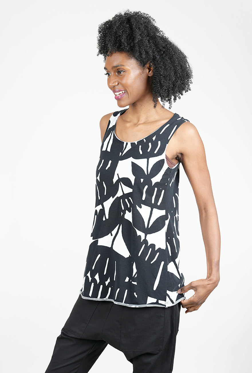 Rundholz Knit Jersey Refined Tank, Black Print 