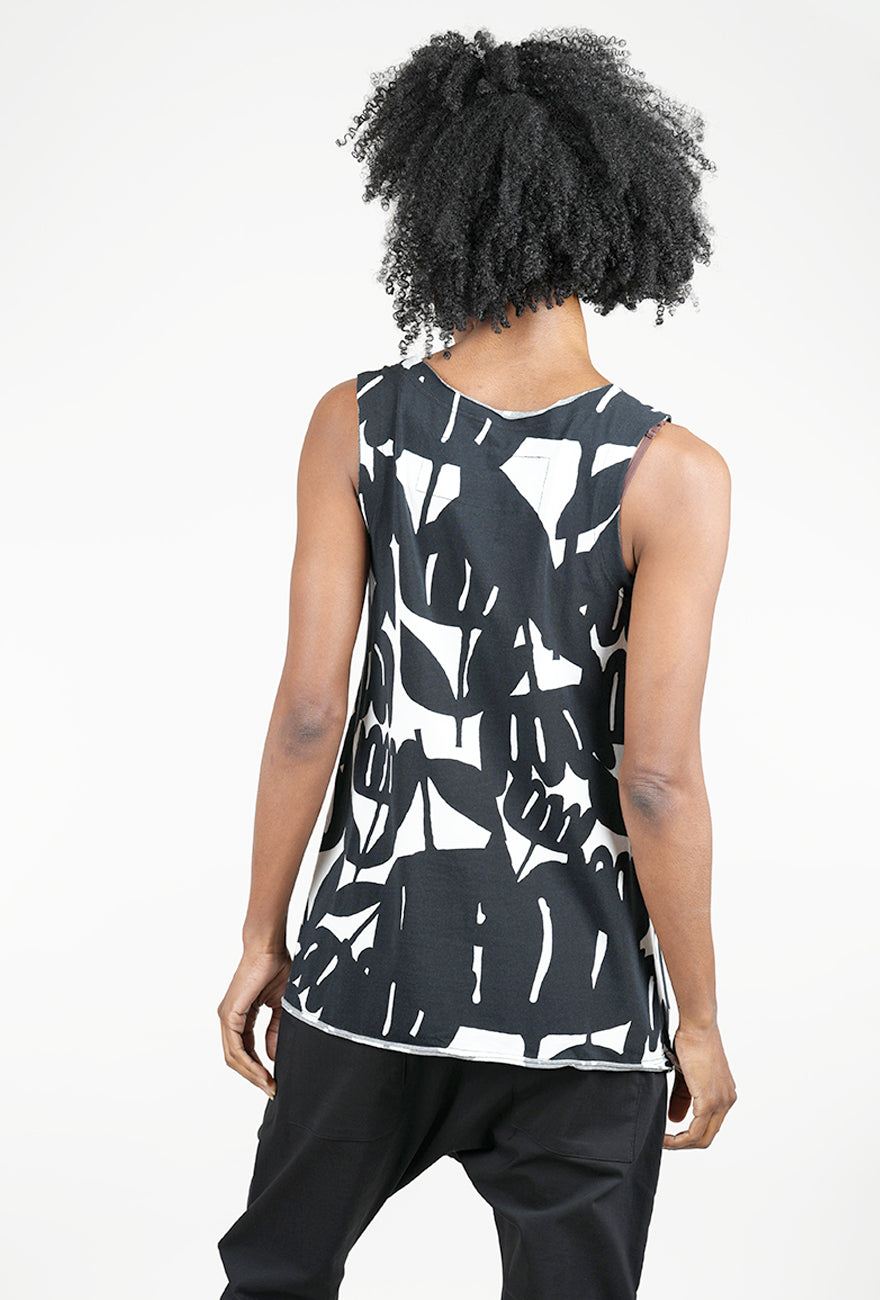 Rundholz Knit Jersey Refined Tank, Black Print 