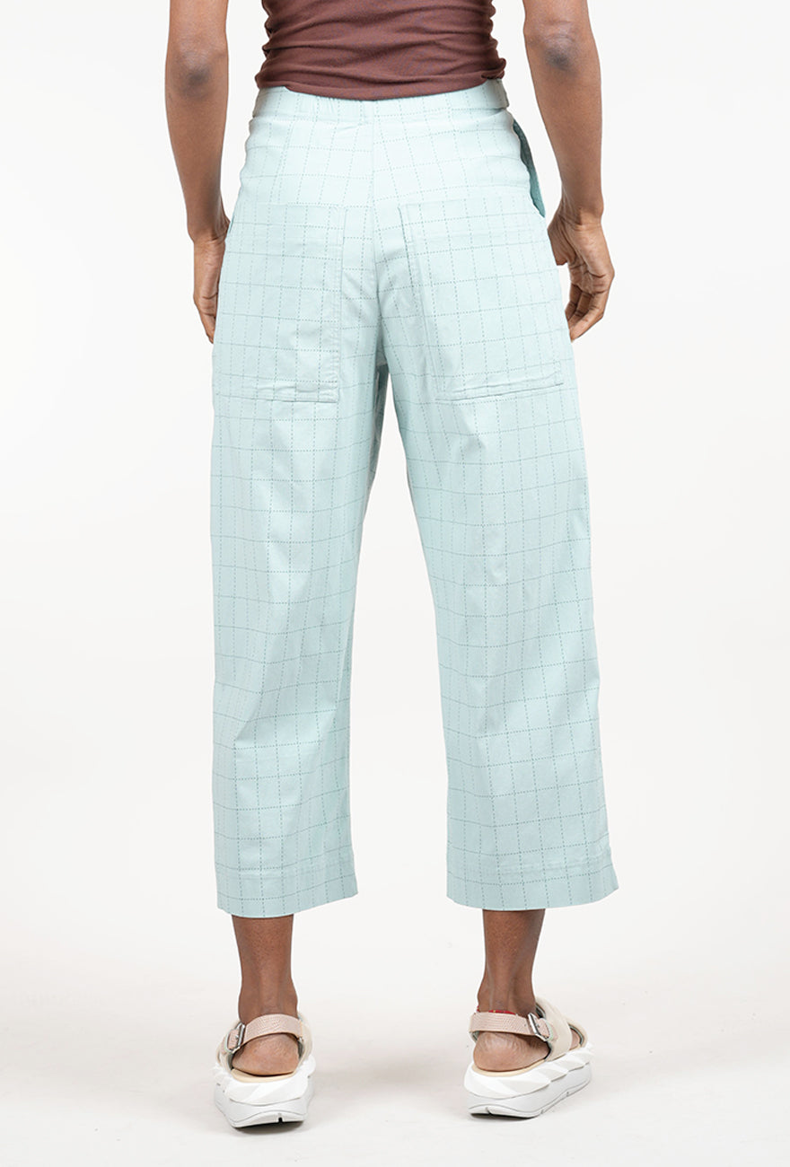Rundholz Sig Stretch Wide Crop Pant, Mint Check 