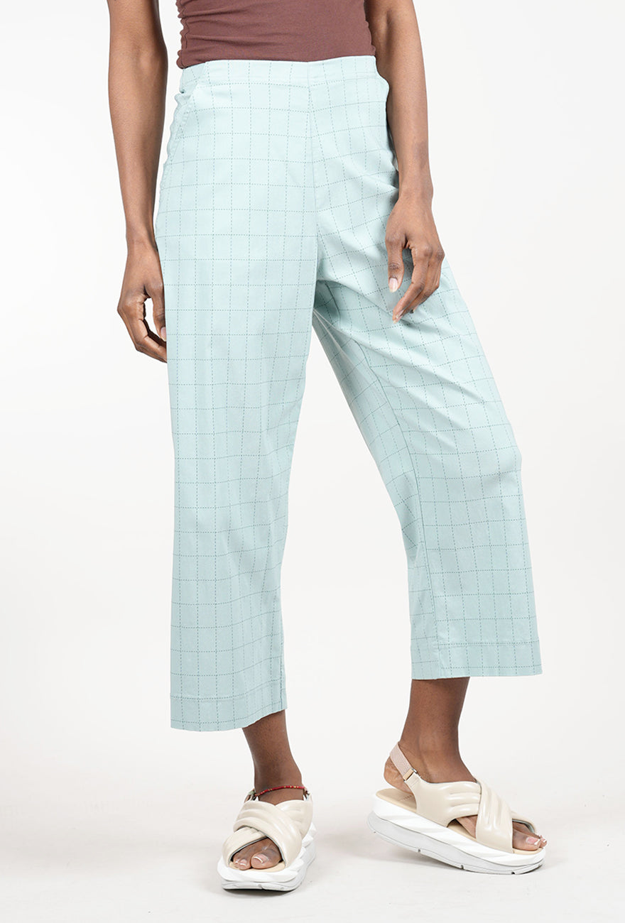 Rundholz Sig Stretch Wide Crop Pant, Mint Check 