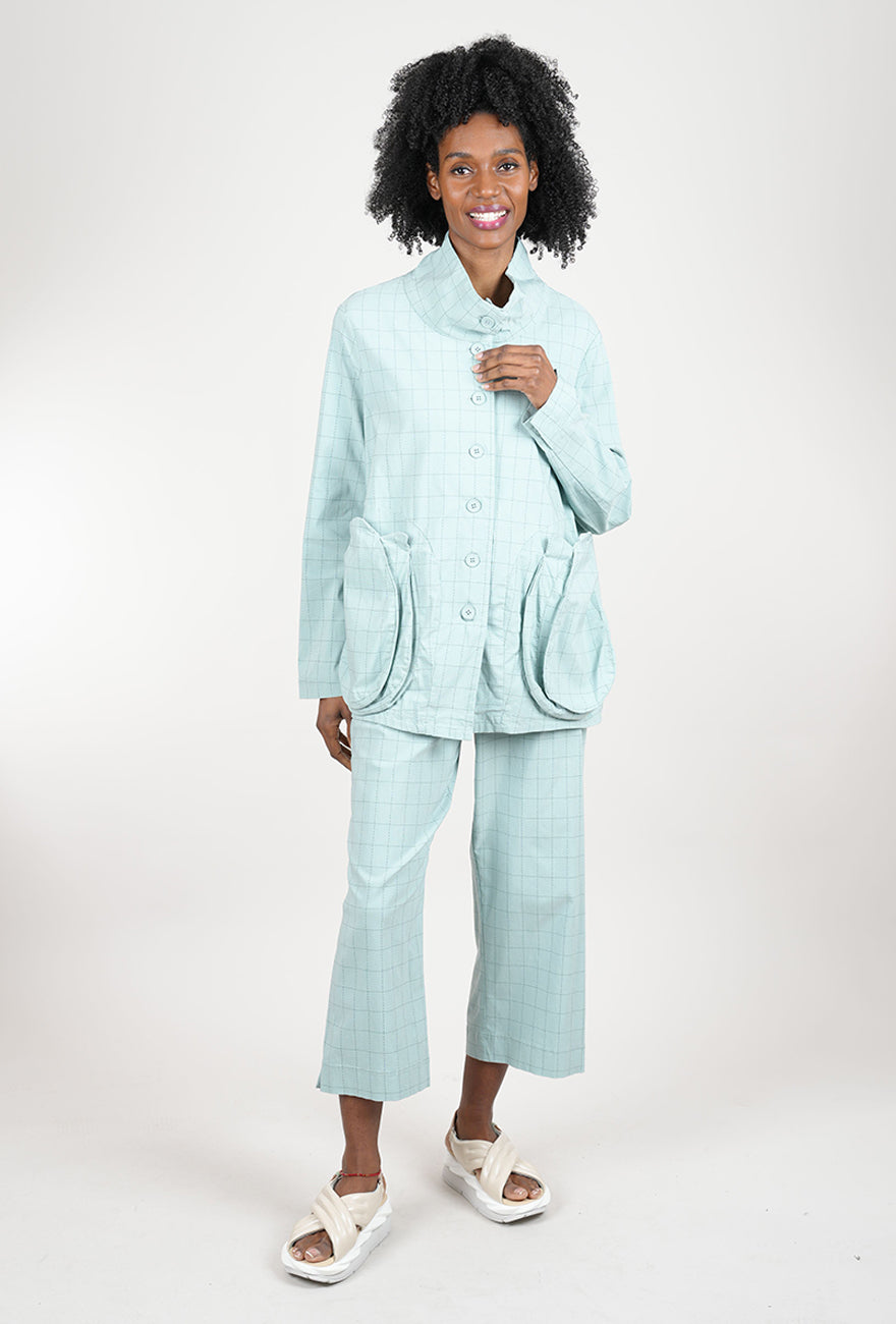 Rundholz Sig Stretch Wide Crop Pant, Mint Check 
