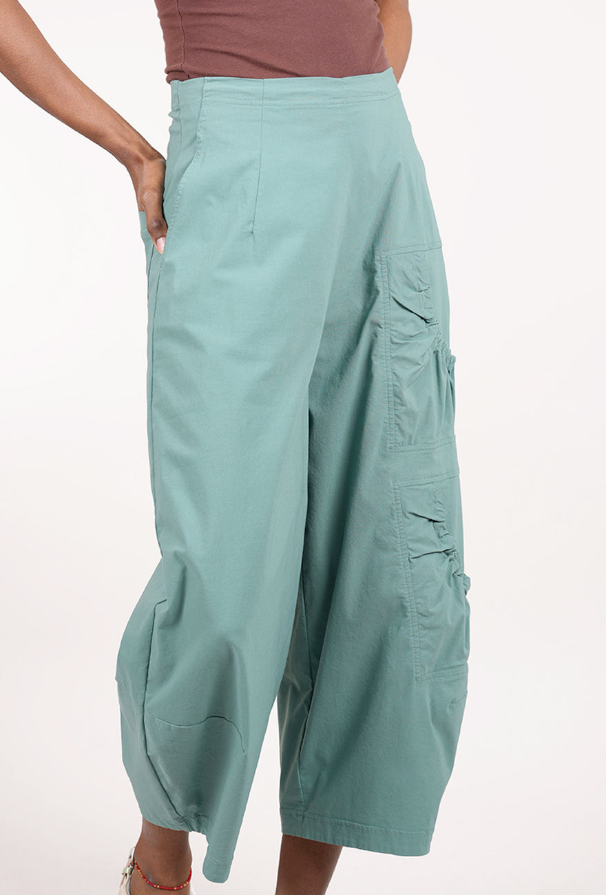 Rundholz Cotton Linen Scrunch Pocket Pant, Grass 