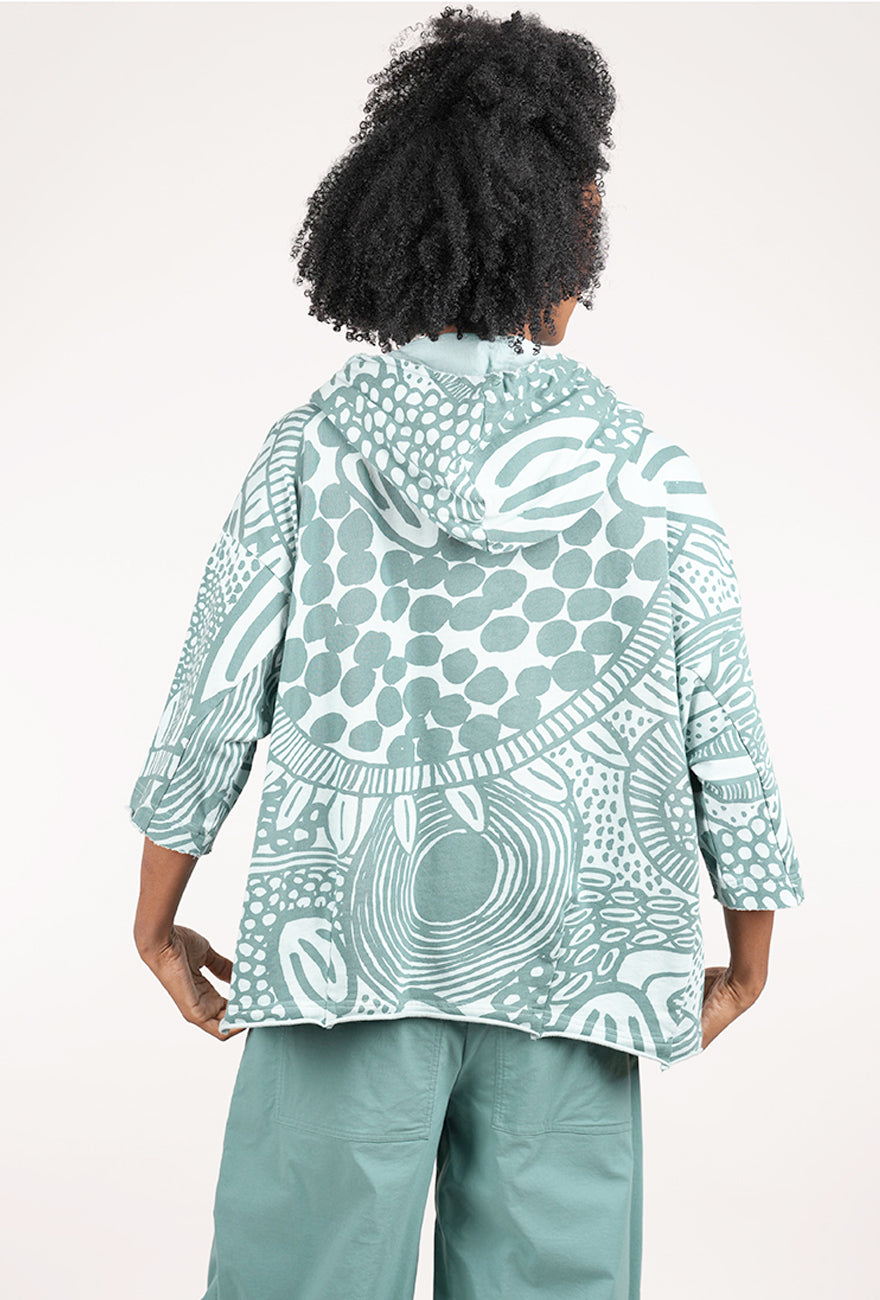 Rundholz Cropped S/S Hoodie, Grass Print 