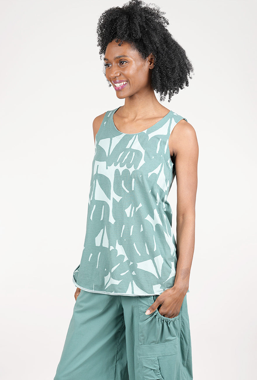 Rundholz Knit Jersey Refined Tank, Grass Print 