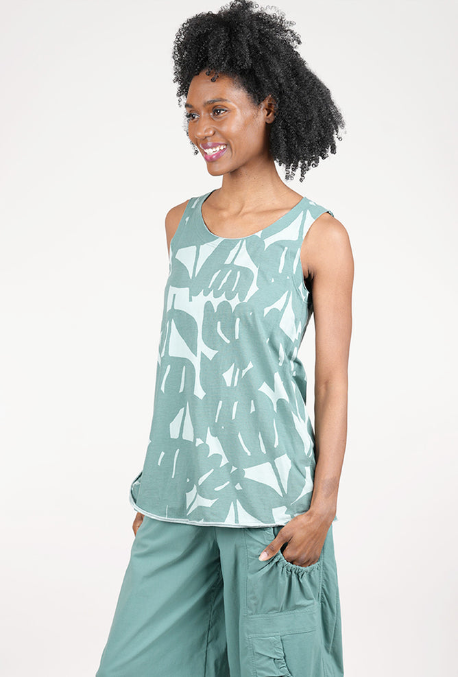 Rundholz Knit Jersey Refined Tank, Grass Print 