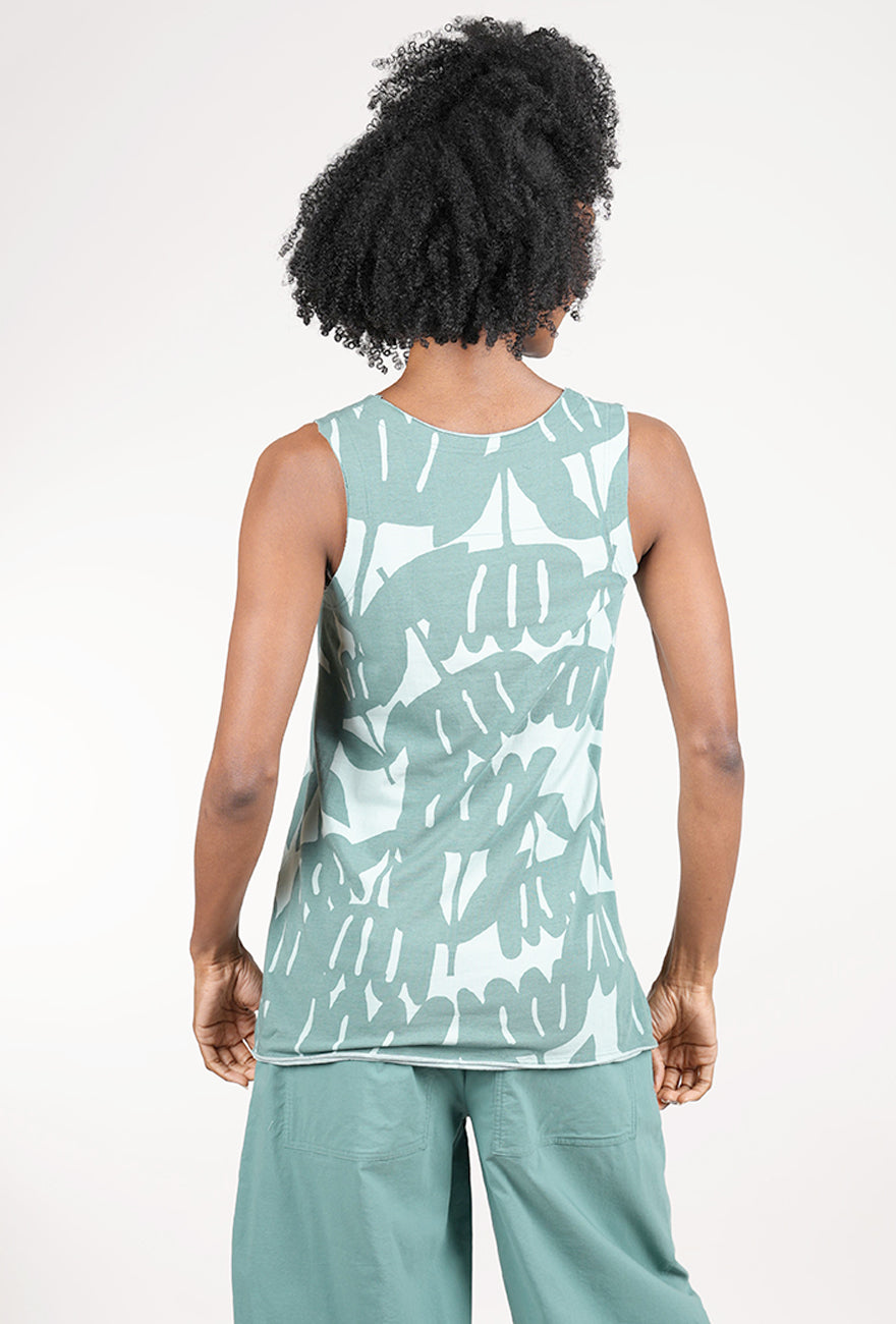 Rundholz Knit Jersey Refined Tank, Grass Print 