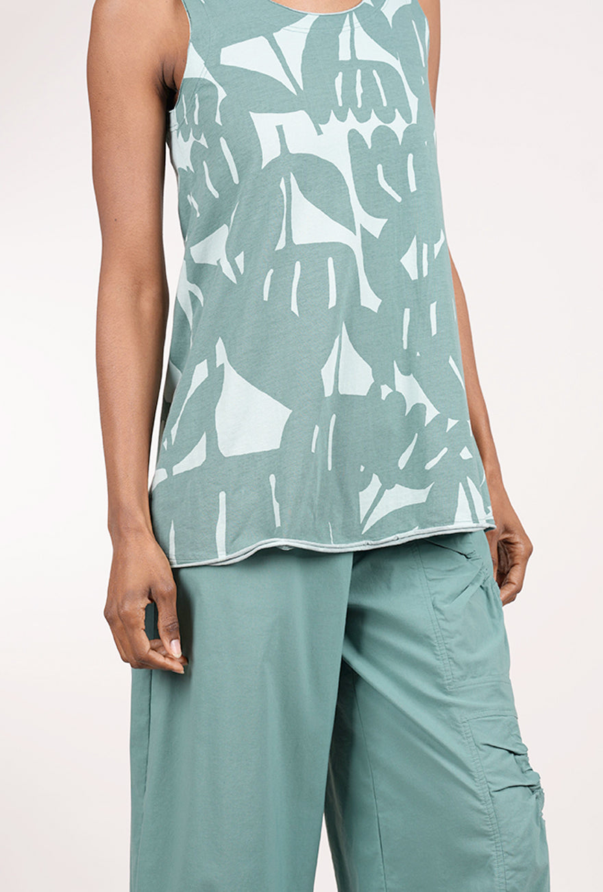 Rundholz Knit Jersey Refined Tank, Grass Print 