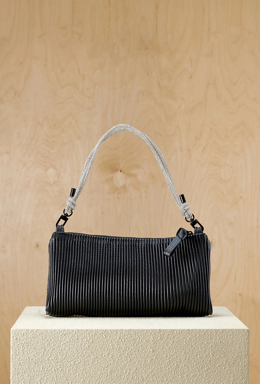 Daniella Lehavi Dallas Evening Shoulder Bag, Black Pleated 