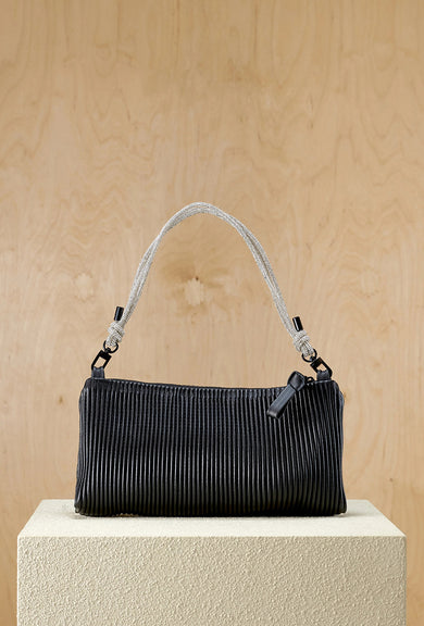 Daniella Lehavi Dallas Evening Shoulder Bag, Black Pleated 