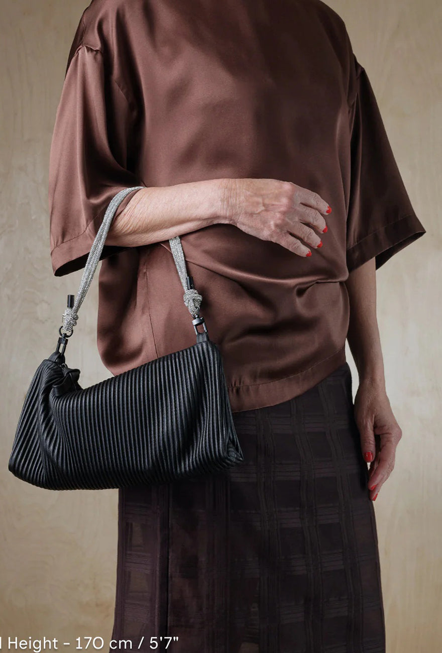 Daniella Lehavi Dallas Evening Shoulder Bag, Black Pleated 