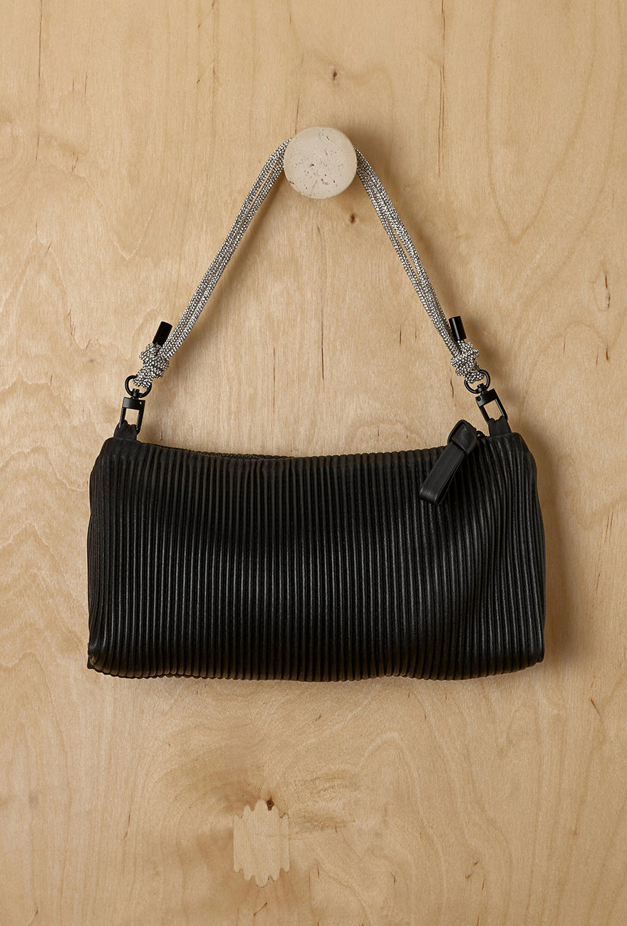 Daniella Lehavi Dallas Evening Shoulder Bag, Black Pleated 