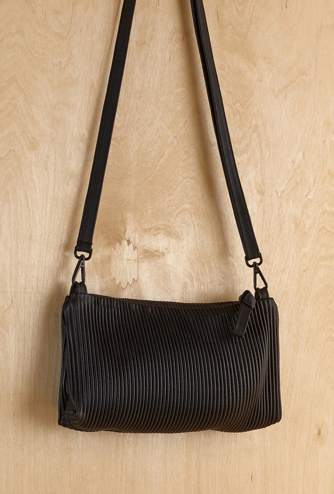 Daniella Lehavi Dallas Evening Shoulder Bag, Black Pleated 