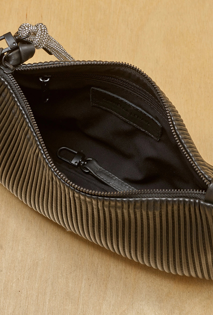 Daniella Lehavi Dallas Evening Shoulder Bag, Black Pleated 