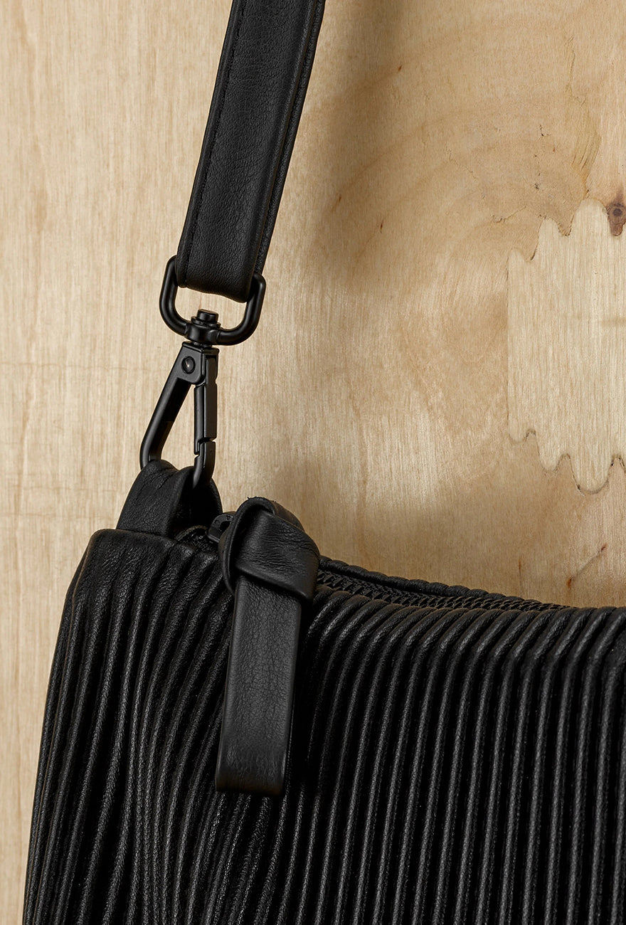 Daniella Lehavi Dallas Evening Shoulder Bag, Black Pleated 