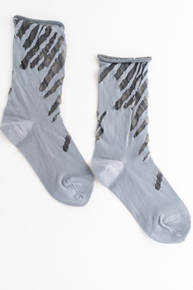 Moyuru Sheer Detail Sock, Gray Gray One Size