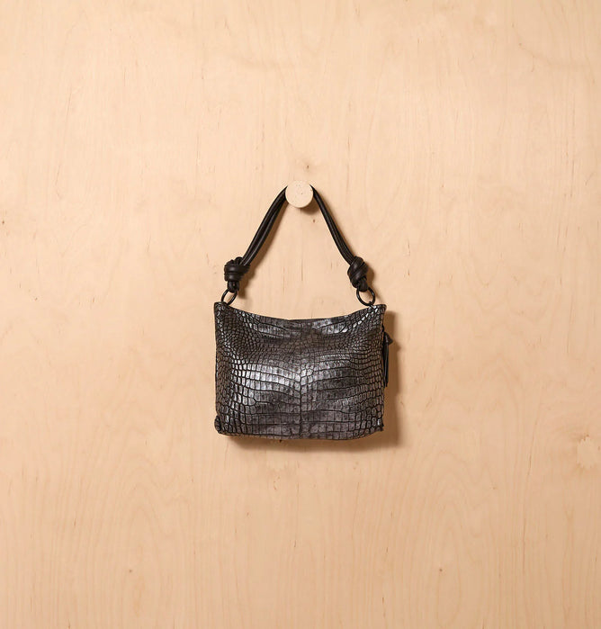 Daniella Lehavi Dallas Contour Shoulder Bag, Pewter Croco 