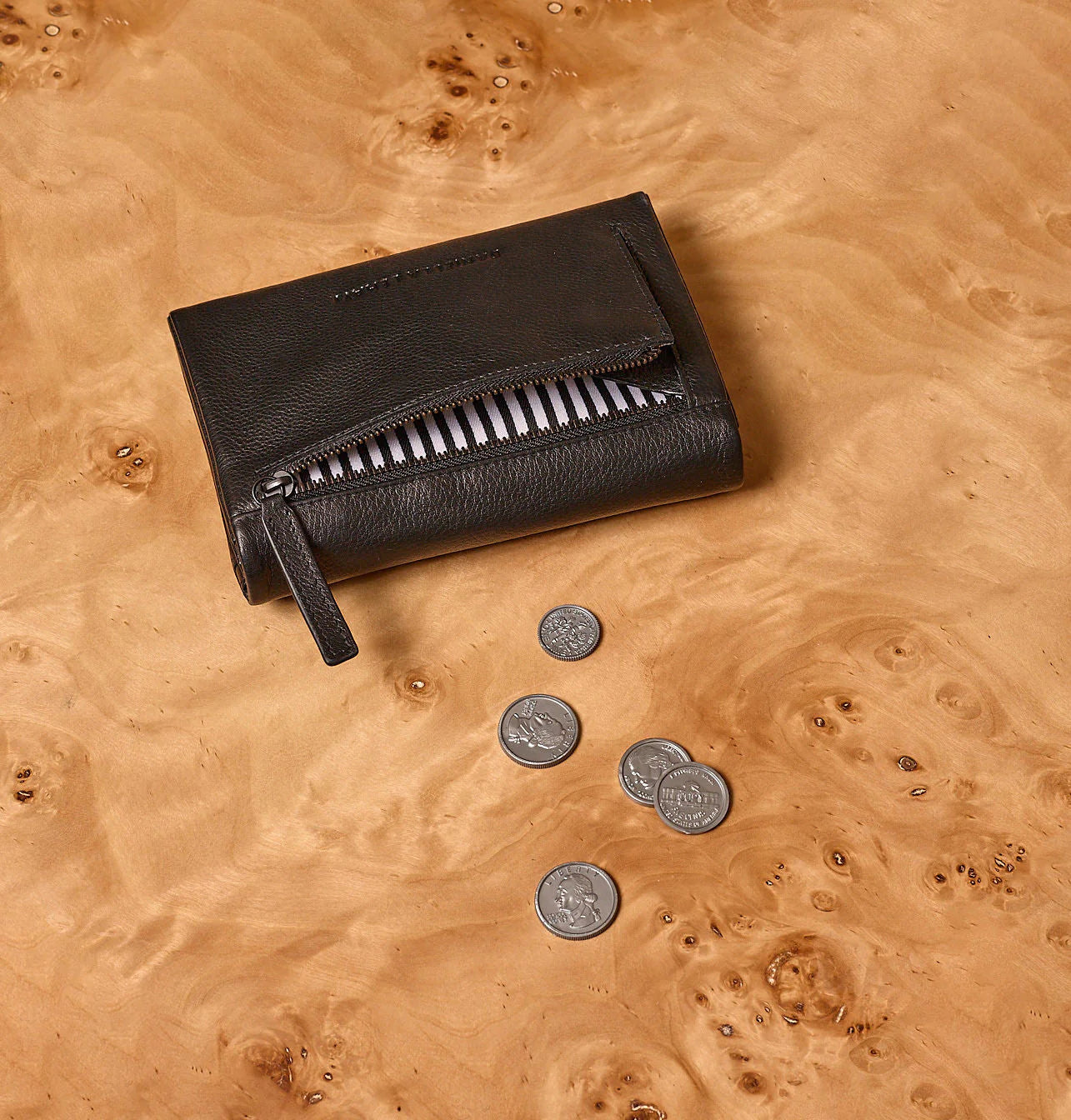 Daniella Lehavi Alicia Medium Wallet, Pebbled Black 