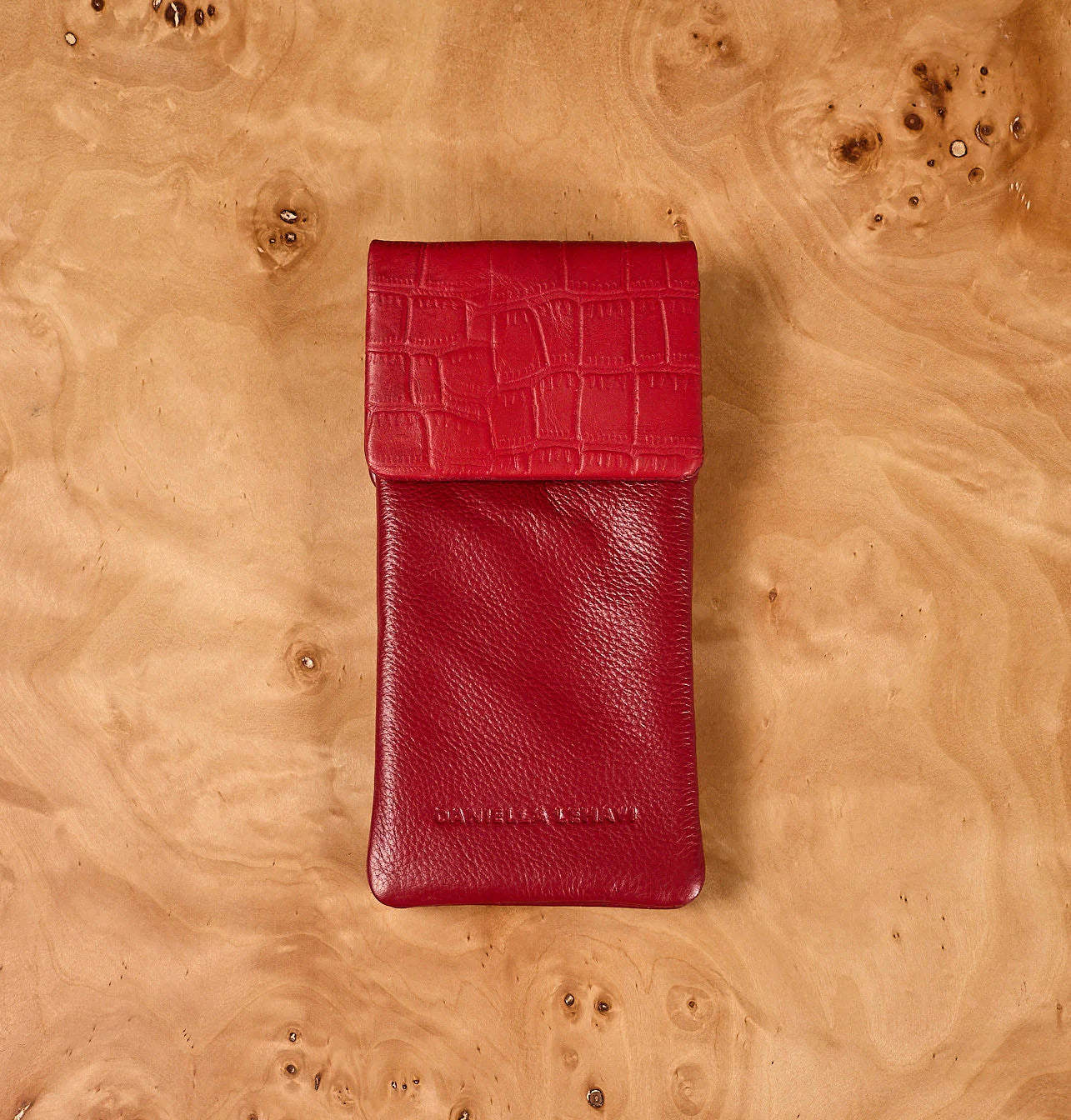 Daniella Lehavi Iris Double Glasses Case, Red Croco 