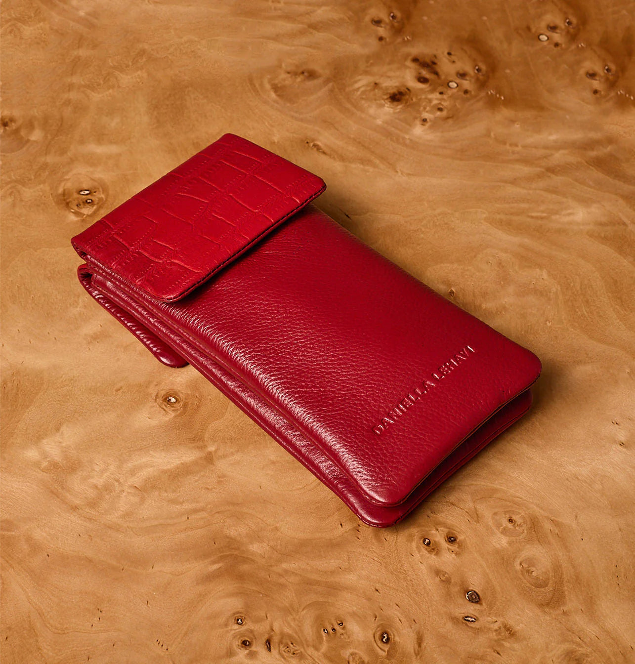 Daniella Lehavi Iris Double Glasses Case, Red Croco 