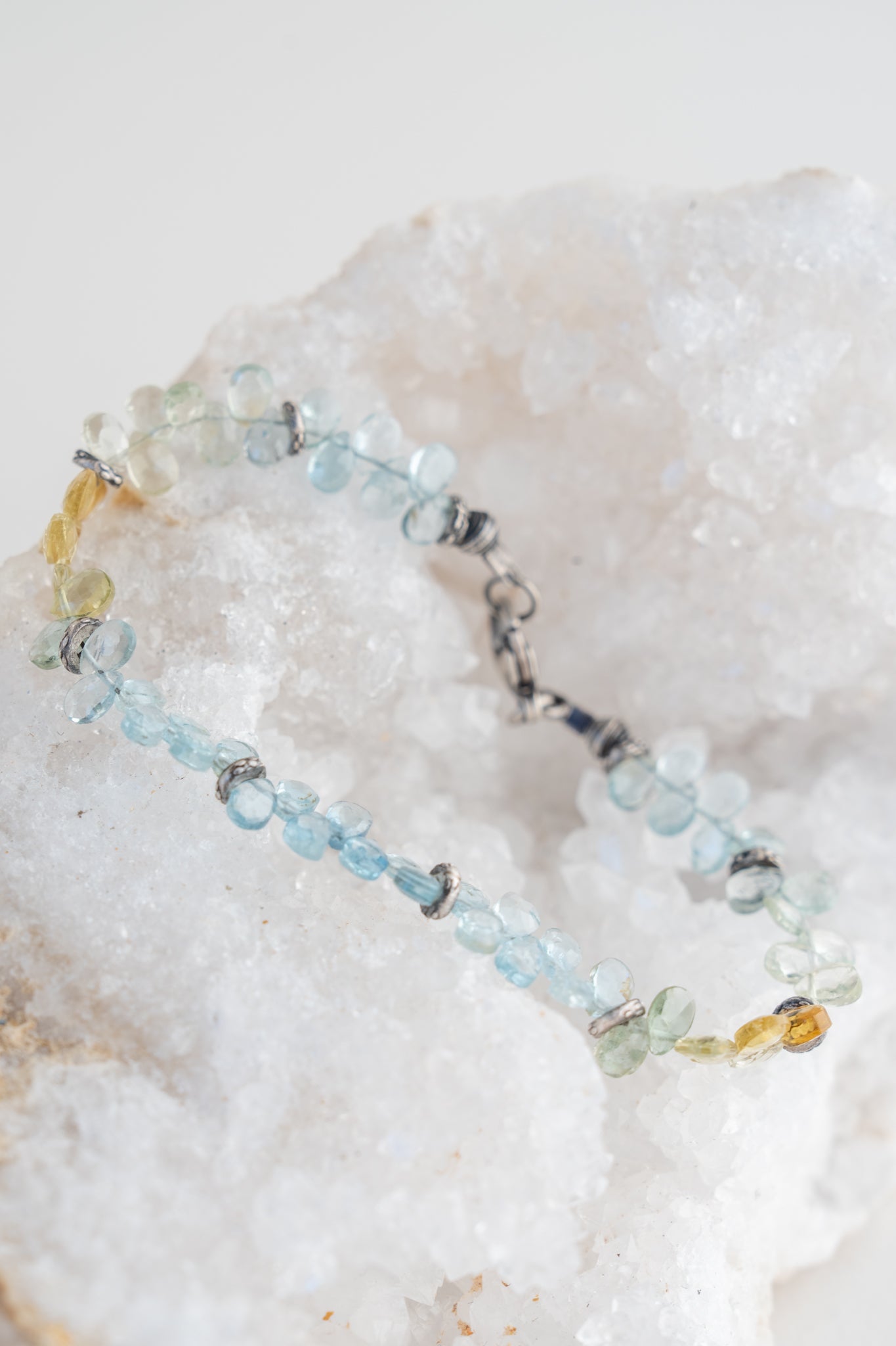 Deborah Woolfork Aqua Beryl Petals Bracelet 