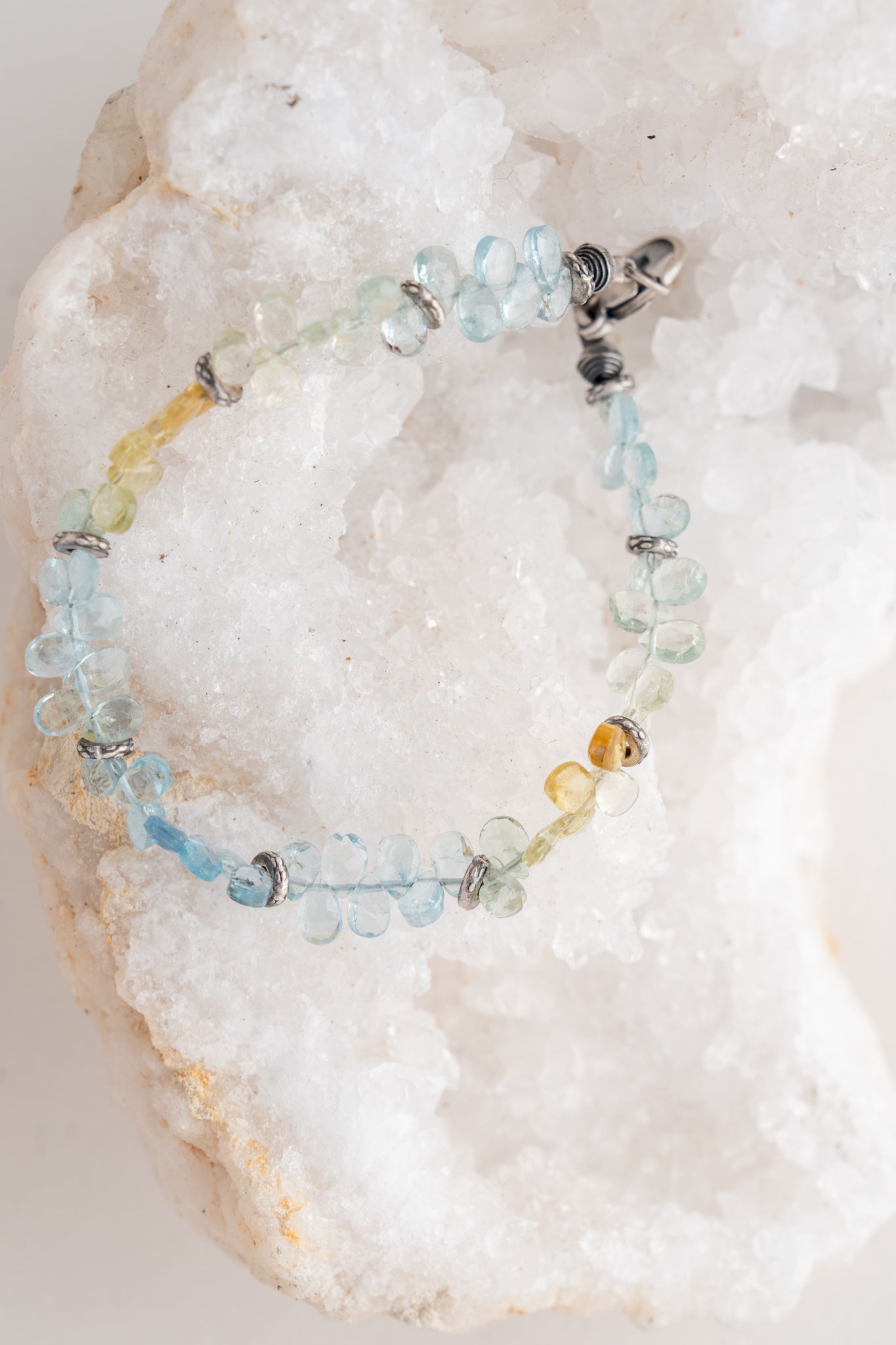 Deborah Woolfork Aqua Beryl Petals Bracelet 