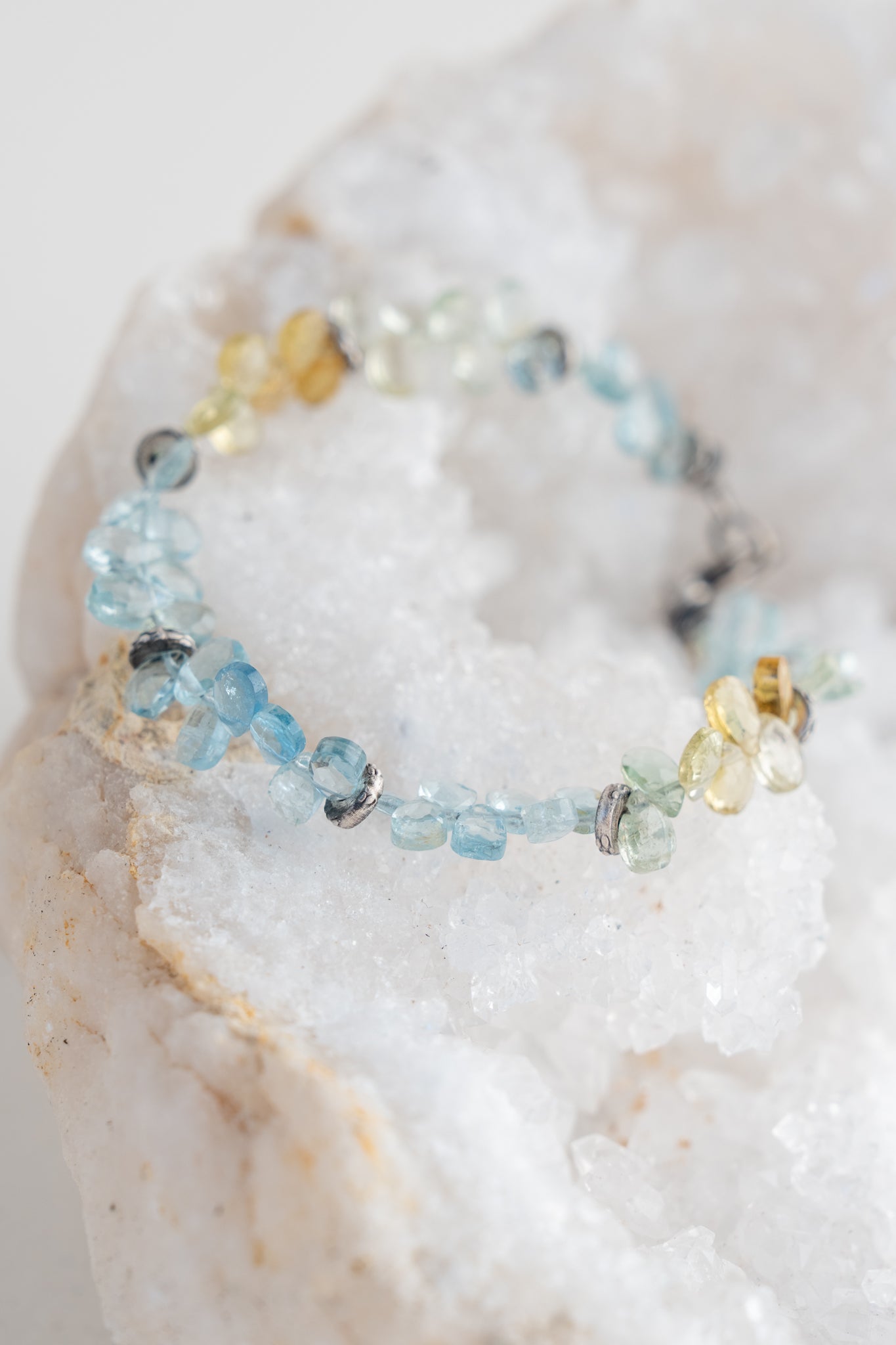 Deborah Woolfork Aqua Beryl Petals Bracelet 