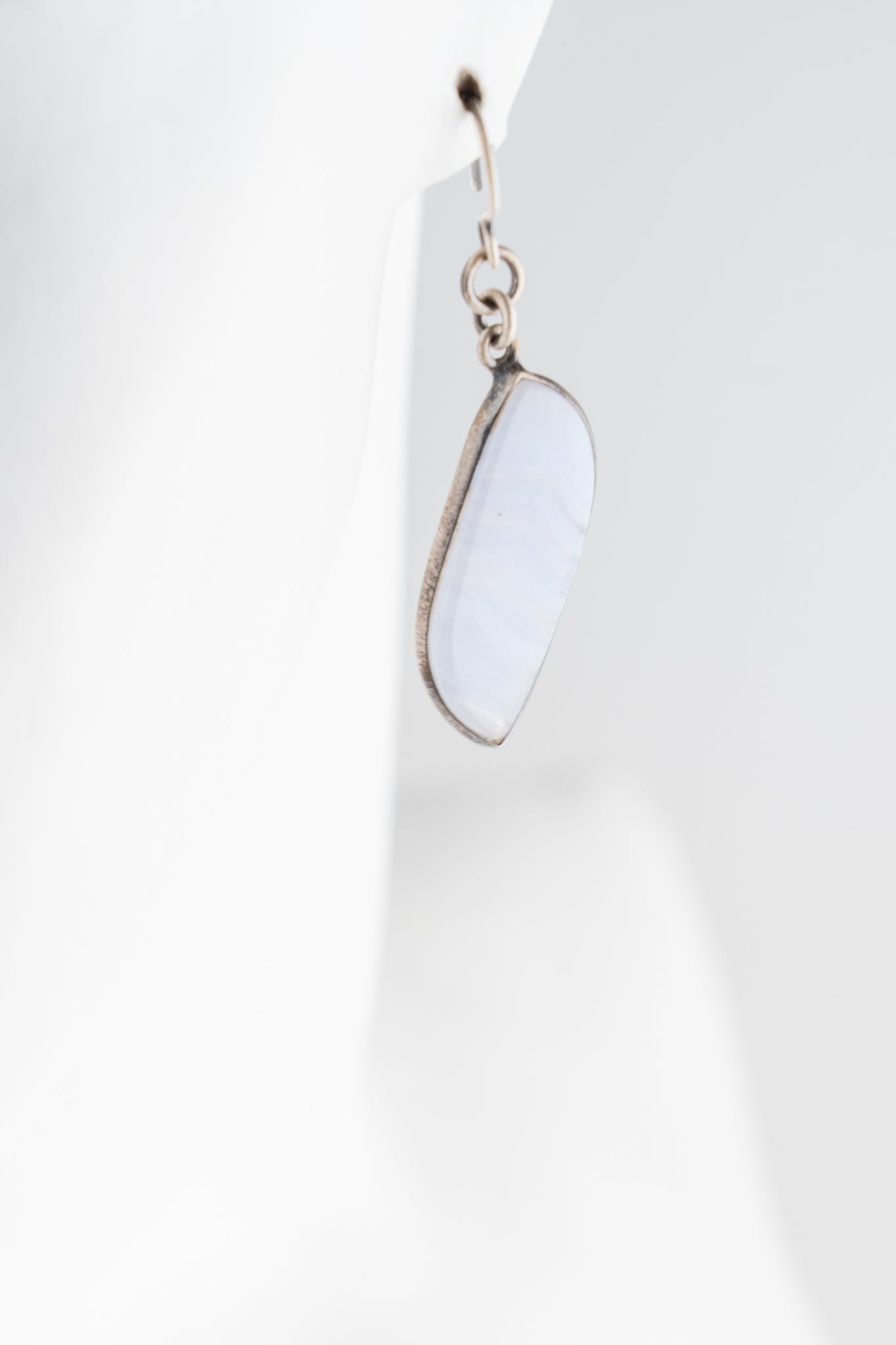 Deborah Woolfork Blue Lace Agate Rectangle Earrings 