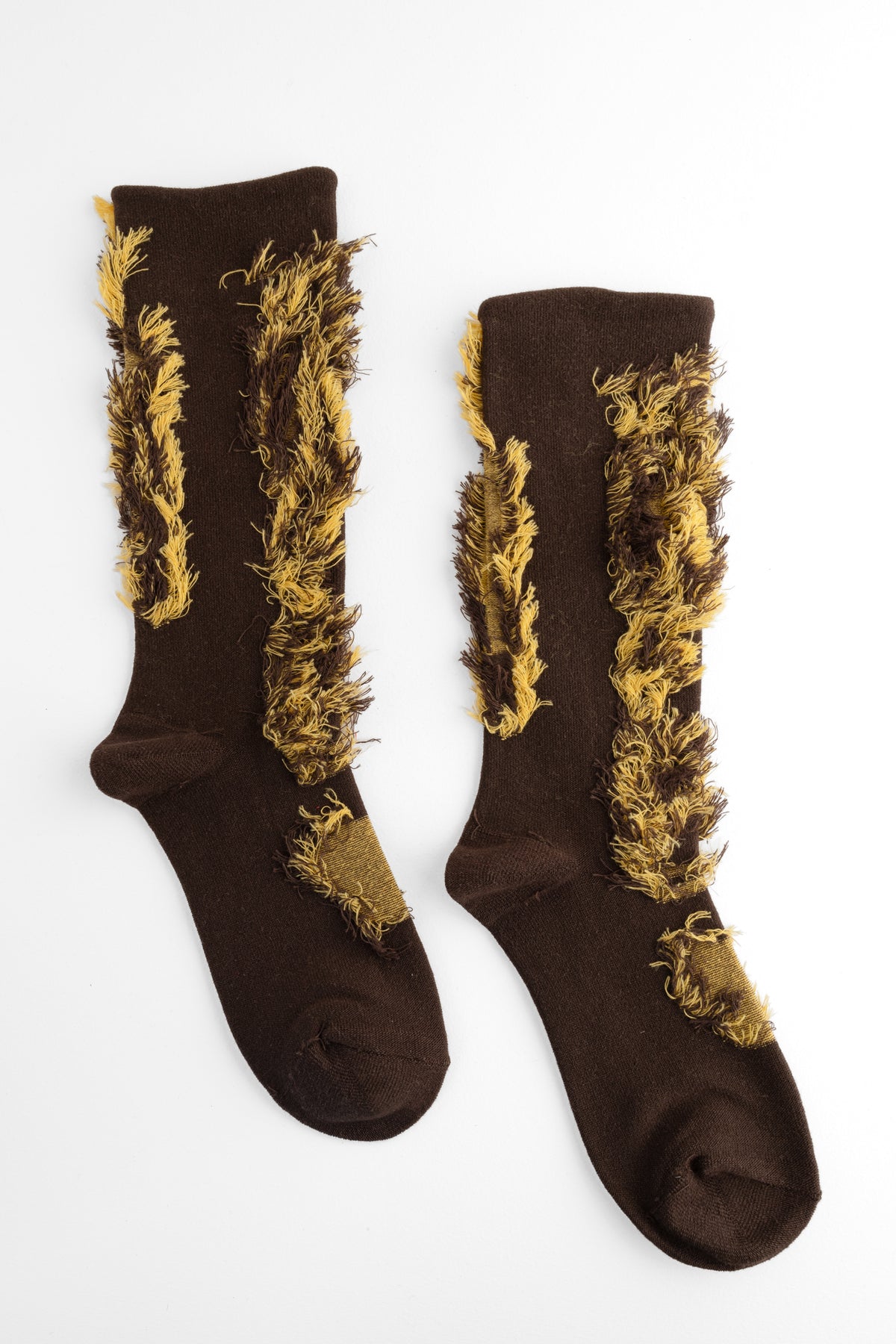 Moyuru Diplo Fringe Sock, Brown/Yellow 