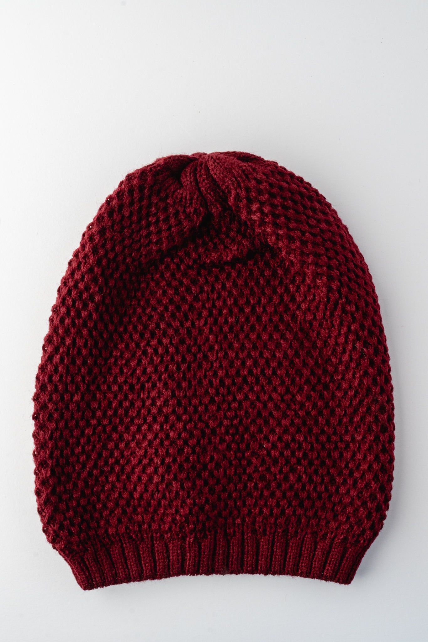Leto Accessories Comfy Waffle-Knit Beanie, Burgundy 