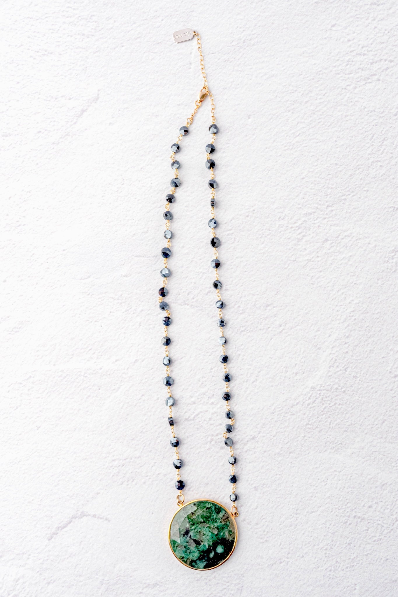 Ela Rae Morah Coin Necklace, Emerald 
