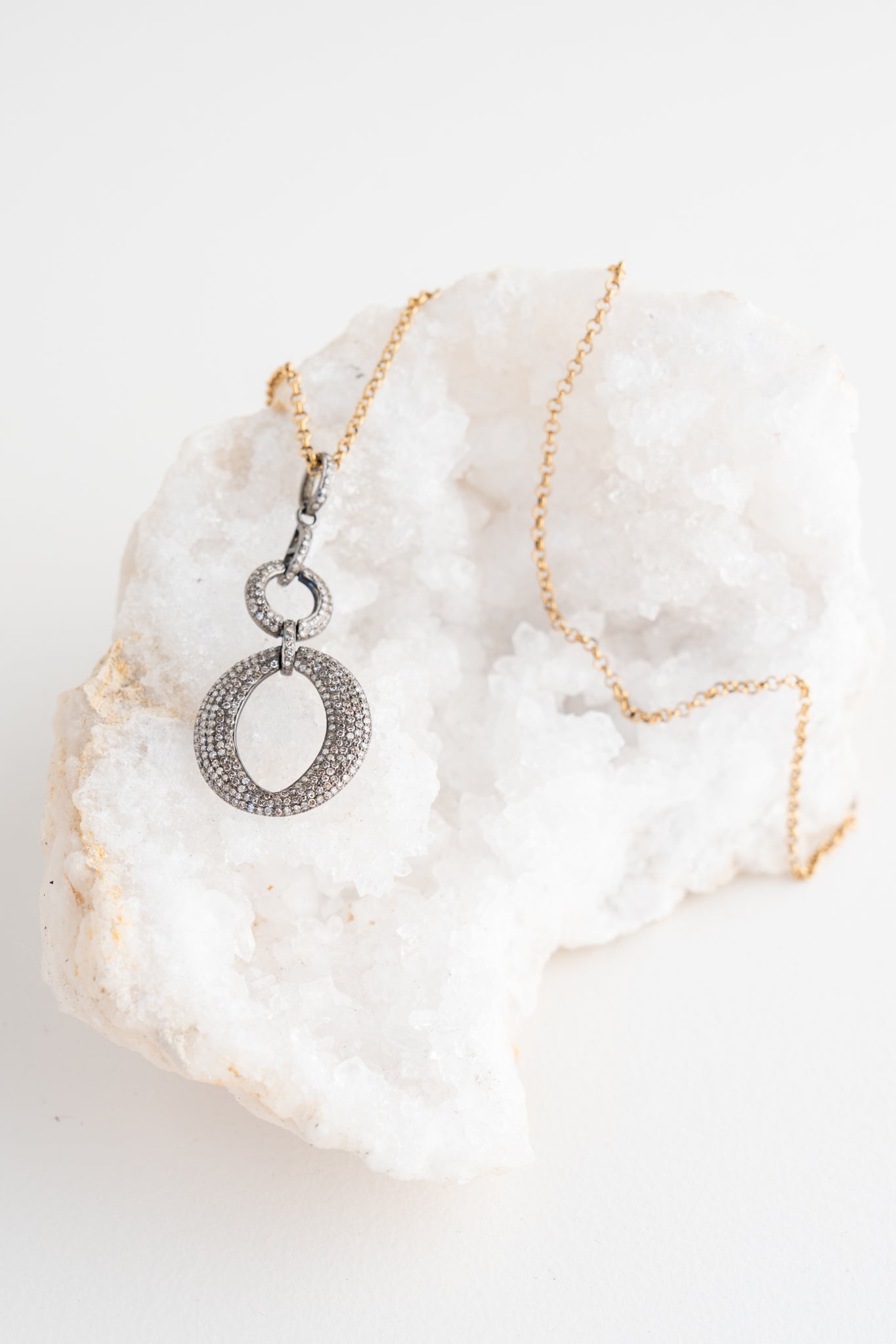 Ela Rae Double Diamond Ring Necklace 