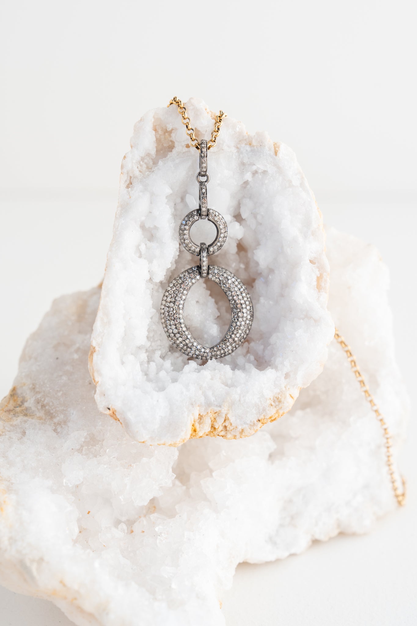 Ela Rae Double Diamond Ring Necklace 