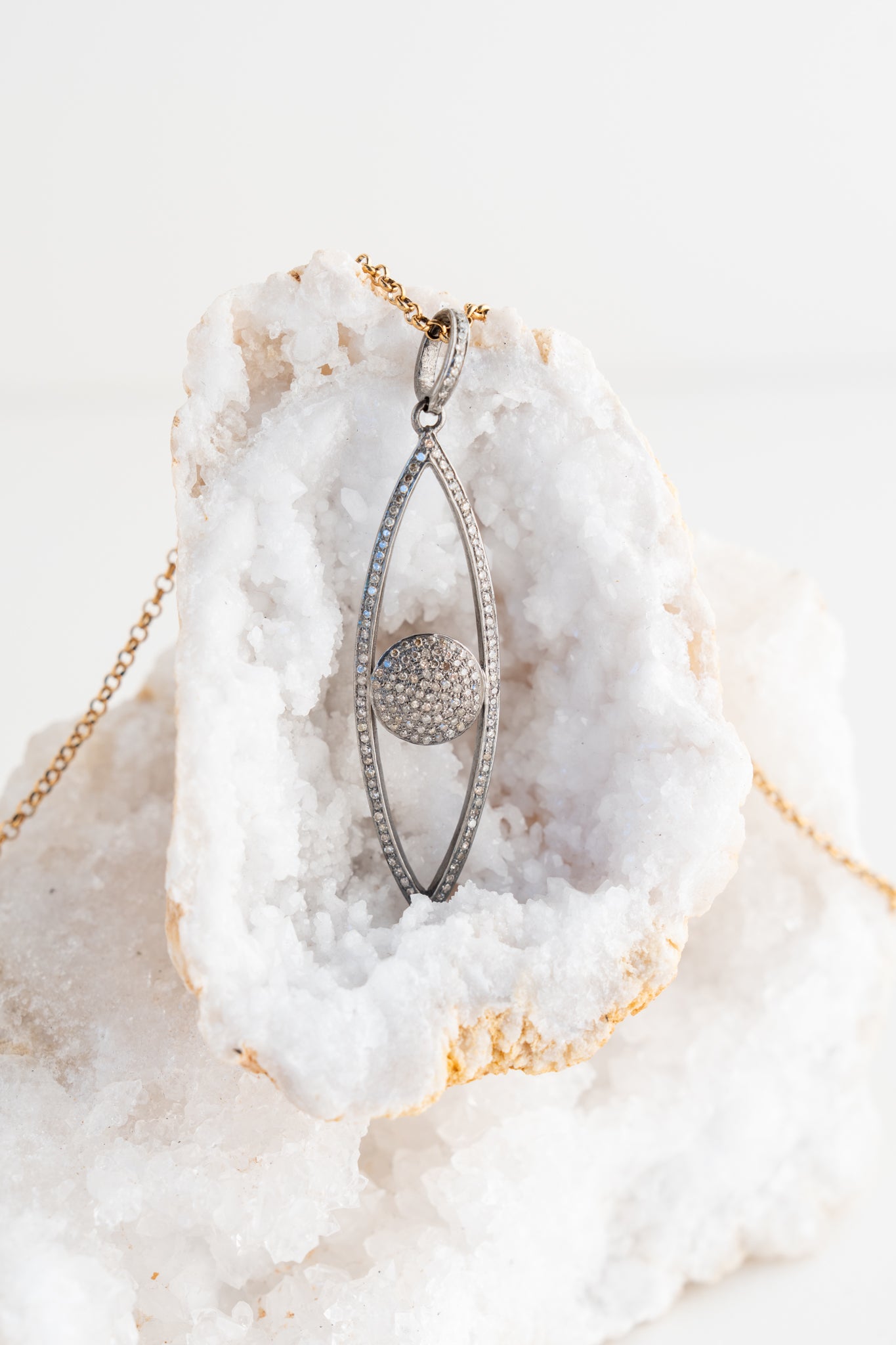 Ela Rae Diamond Vertical Evil Eye Necklace 