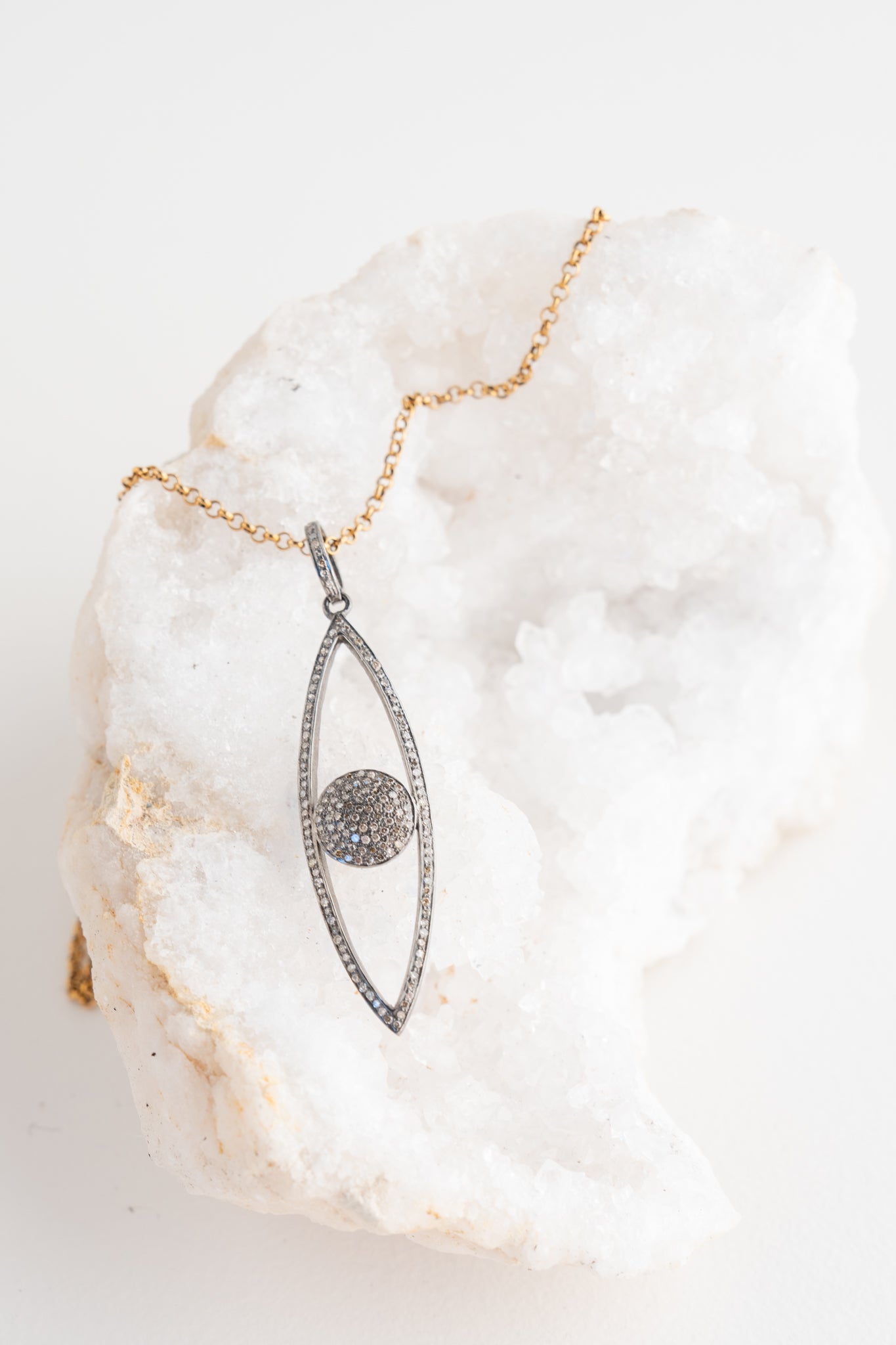 Ela Rae Diamond Vertical Evil Eye Necklace 