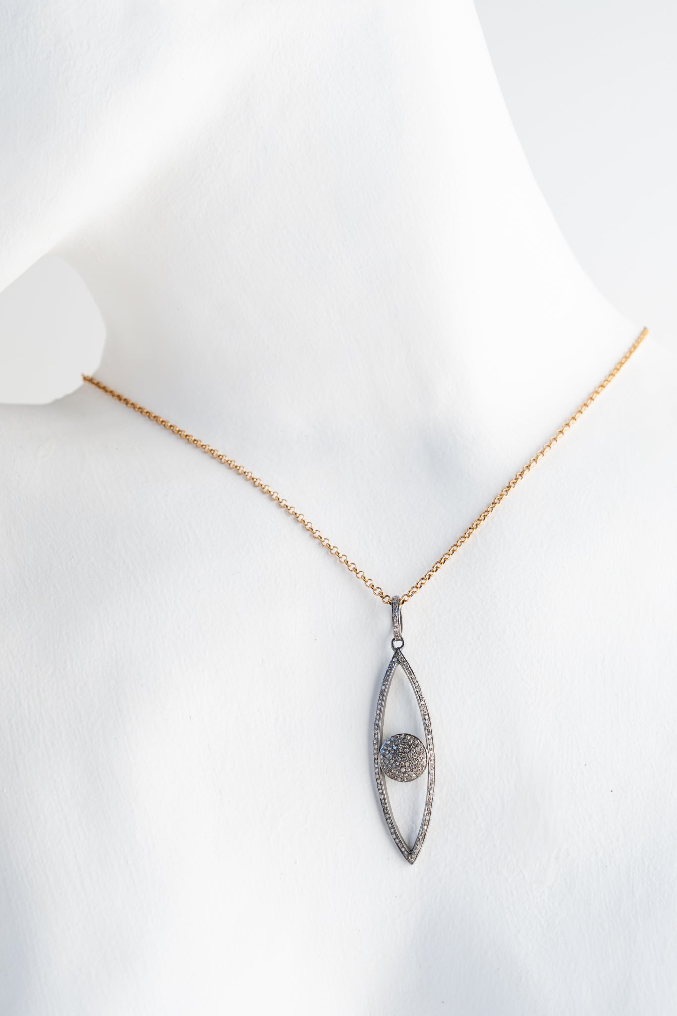 Ela Rae Diamond Vertical Evil Eye Necklace 
