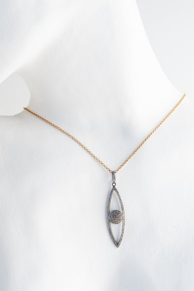 Ela Rae Diamond Vertical Evil Eye Necklace 