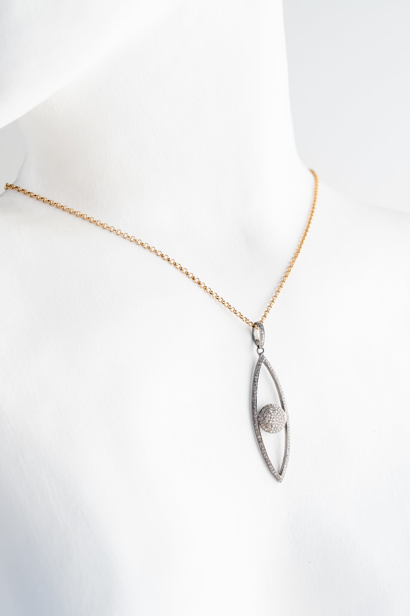 Ela Rae Diamond Vertical Evil Eye Necklace 