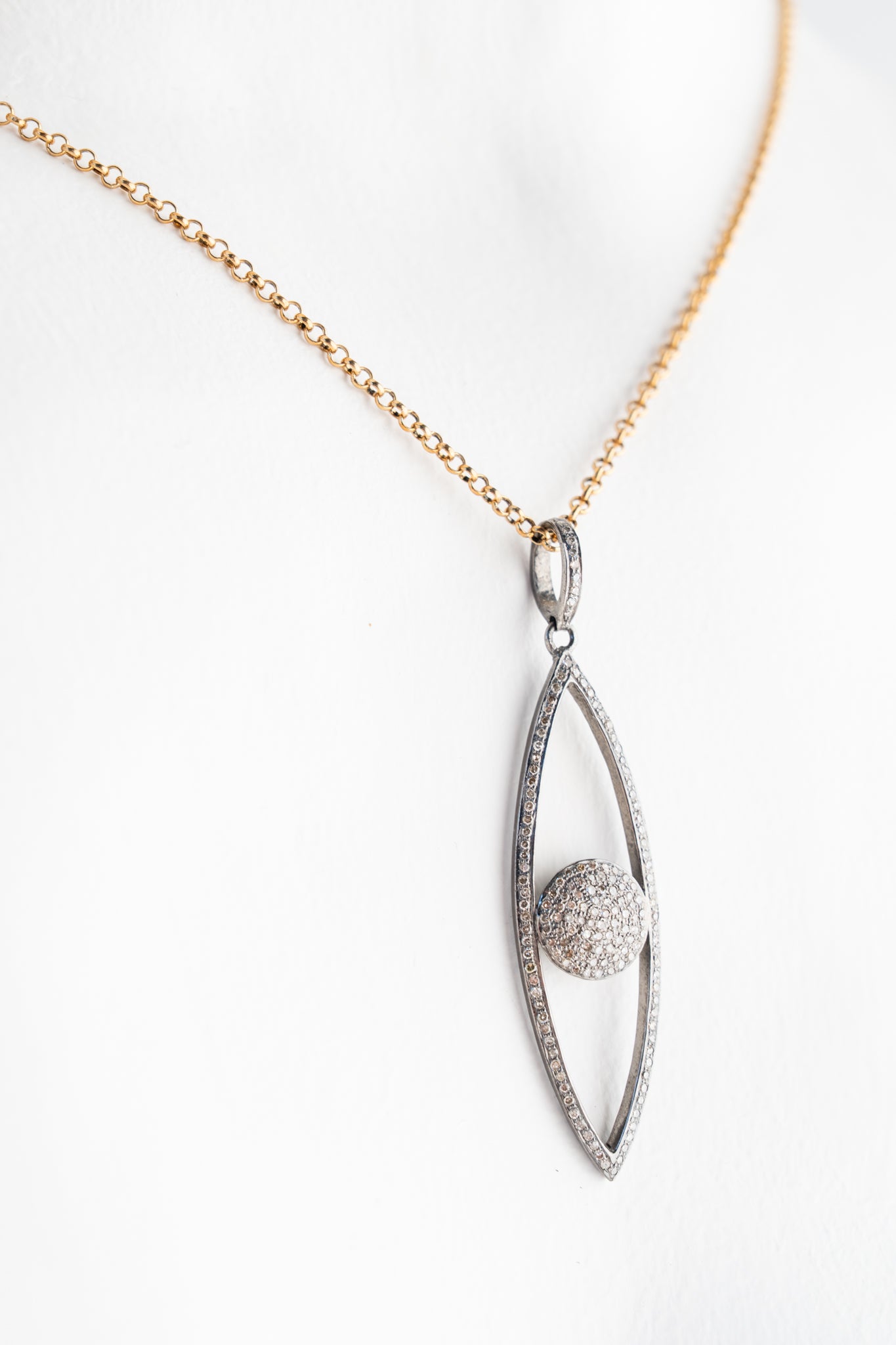 Ela Rae Diamond Vertical Evil Eye Necklace 