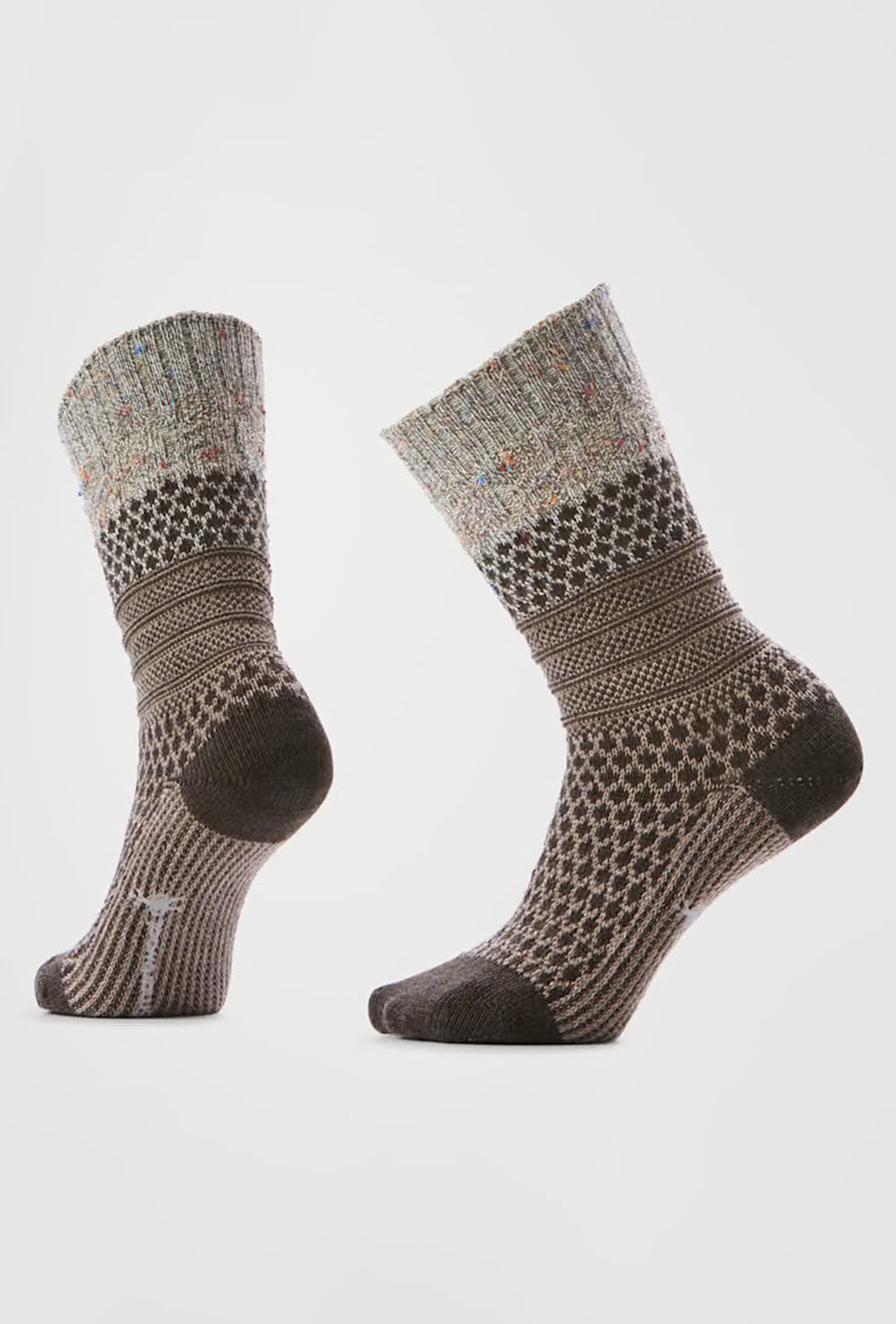 Smartwool Everyday Cozy Popcorn Polka Dot Crew, Taupe/Natural Marl 