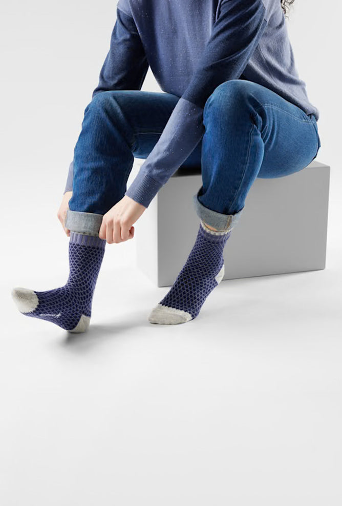 Smartwool Everyday Cozy Popcorn Polka Dot Crew, Nightfall Blue 