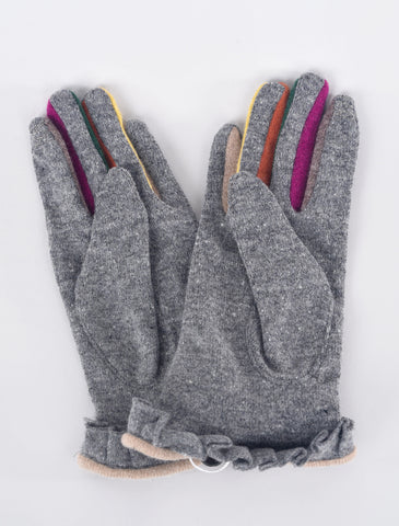 Santacana Madrid Digit Color Wool/Cash Gloves, Heather Gray 