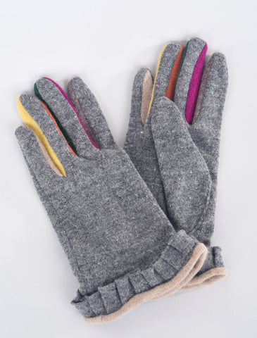 Santacana Madrid Digit Color Wool/Cash Gloves, Heather Gray 