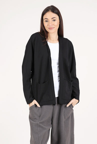 Mododoc Open Front Kimono Sleeve Cardie, Black 