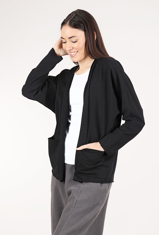 Mododoc Open Front Kimono Sleeve Cardie, Black 