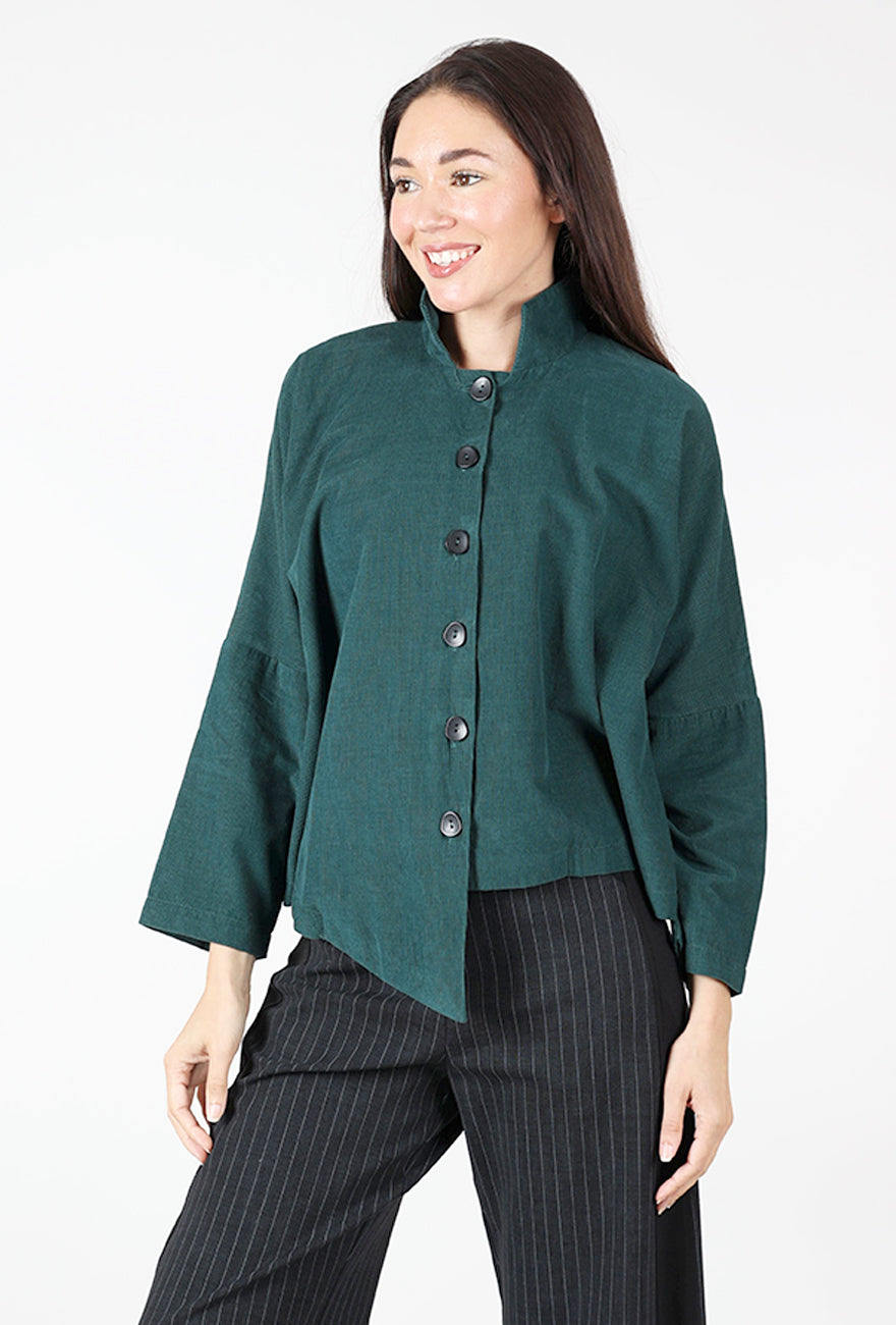 Corduroy Point Shirt, Teal Angle 2