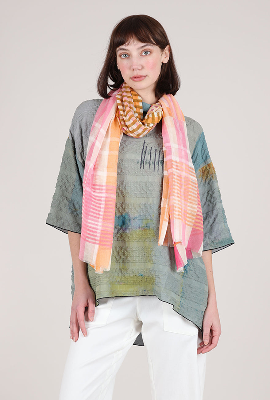 Dupatta Designs Cody Striped Scarf, Pink/Orange 